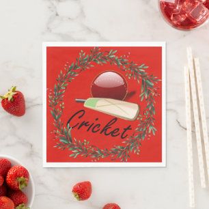 Cricket bat und Ball, Weihnachten, Serviette