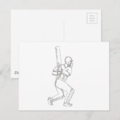 Cricket Batsman Batch Doodle Art Postkarte (Vorne/Hinten)