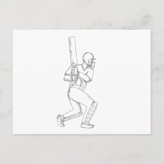 Cricket Batsman Batch Doodle Art Postkarte (Vorderseite)