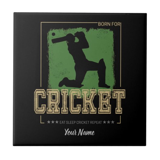 Cricket Batsman Vintag Pitcher Player Coach Fliese (Vorderseite)