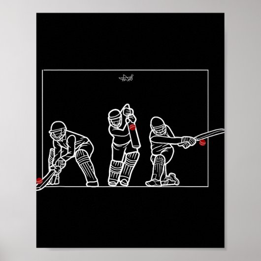 Cricket Batting Funny Cricket Fan Gift Cricket Poster (Vorne)