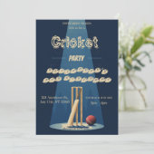 Cricket Birthday Party Sports Invitation Einladung (Stehend Vorderseite)