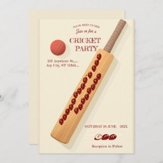Cricket Birthday Party Sports Invitation Einladung
