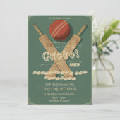 Cricket Birthday Party Sports Invitation Einladung (Stehend Vorderseite)
