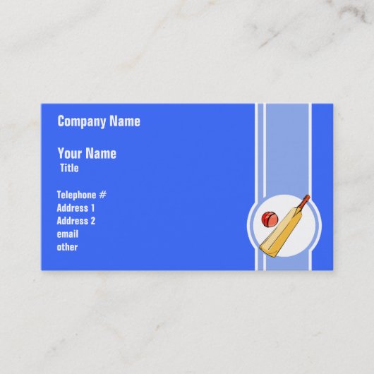Cricket; blau visitenkarte (Vorderseite)
