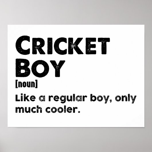 Cricket Boy Funny Dictionary Definition Poster (Vorne)
