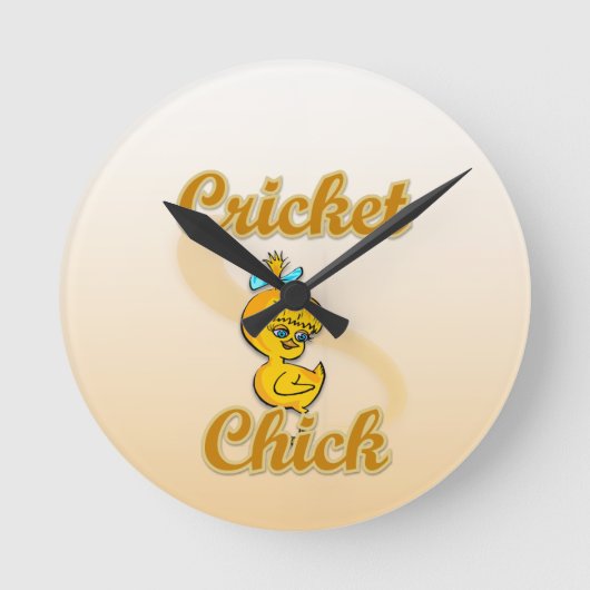 Cricket Chick Runde Wanduhr (Vorderseite)