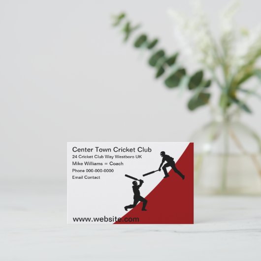 Cricket Club Moderne, einfache Visitenkarten Visitenkarte (Stehend Vorderseite)