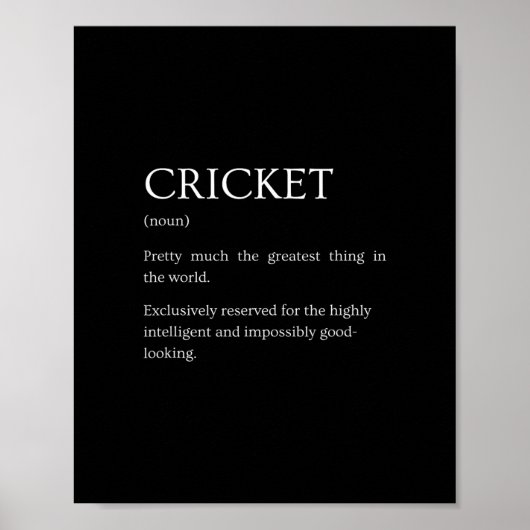Cricket Definition - Funny Sarcastic Cricket Expla Poster (Vorne)