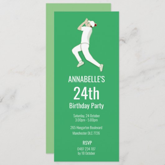 Cricket Einladung (Vorne/Hinten)