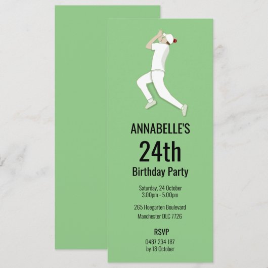 Cricket Einladung (Vorne/Hinten)