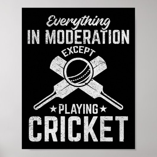 Cricket - Everything In Moderation Except Playing  Poster (Vorne)