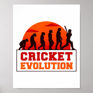 Cricket Evolution Lustiger Sport Fan Cricketer Rom Poster