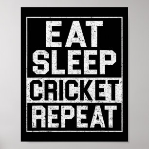 Cricket-Fan-Liebhaber-Shirt Eat Sleep Cricket Repe Poster