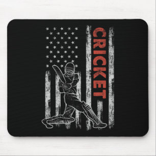 Cricket-Fans Vintage-Amerikanische-Flagge 4. Juli  Mousepad