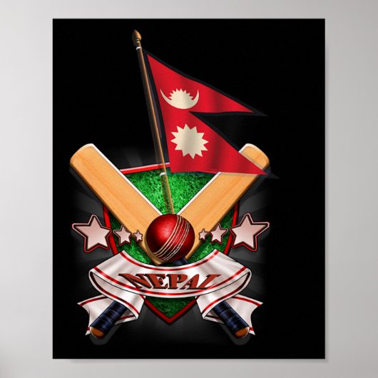 Cricket-Flagge von Nepal neu Poster (Vorne)