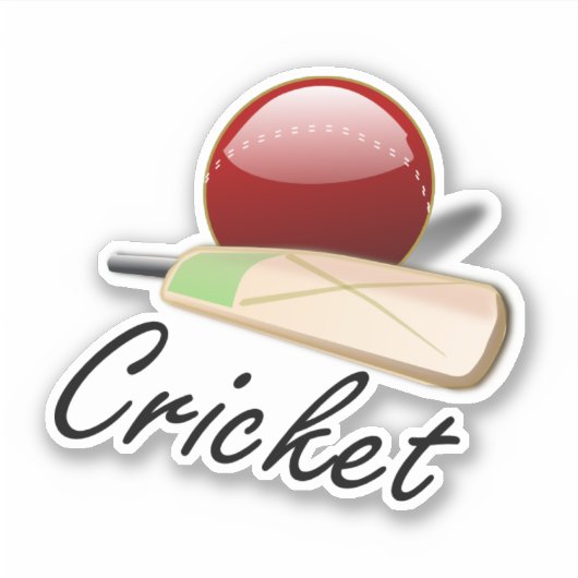 Cricket, Fledermaus und Ball Aufkleber (Vorderseite)