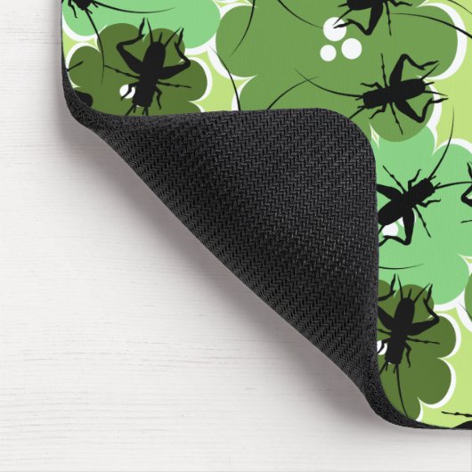 Cricket Floral Pattern Grün + Schwarz Mousepad (Ecke)