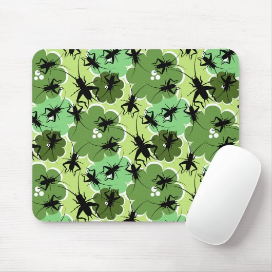 Cricket Floral Pattern Grün + Schwarz Mousepad (Mit Mouse)