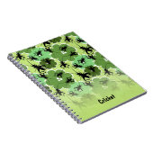 Cricket Floral Pattern Grün + Schwarz Notizblock (Rechte Seite)