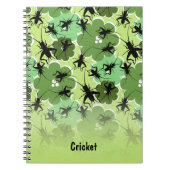 Cricket Floral Pattern Grün + Schwarz Notizblock (Vorderseite)