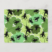 Cricket Floral Pattern Grün + Schwarz Postkarte (Vorderseite)