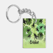Cricket Floral Pattern Grün + Schwarz Schlüsselanhänger (Vorderseite links)