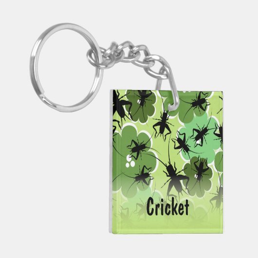 Cricket Floral Pattern Grün + Schwarz Schlüsselanhänger (Vorderseite links)