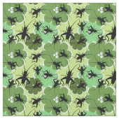 Cricket Floral Pattern Grün + Schwarz Stoff (Nahaufnahme)