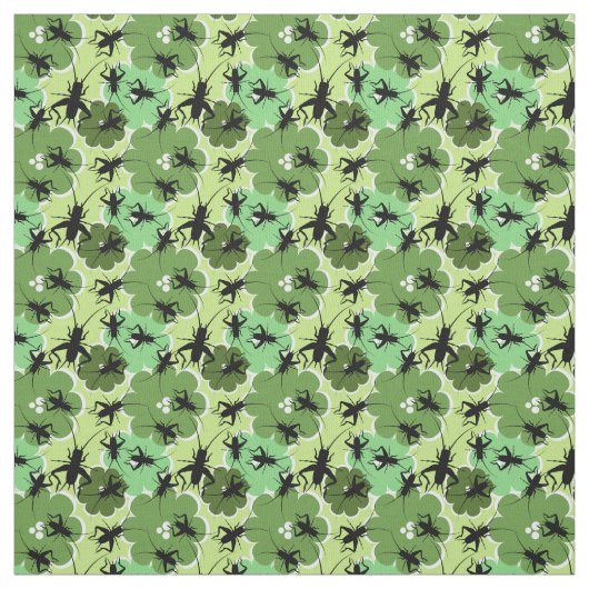 Cricket Floral Pattern Grün + Schwarz Stoff (Muster)