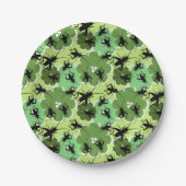 Cricket Floral Pattern Grün und Schwarz Pappteller (Vorderseite)