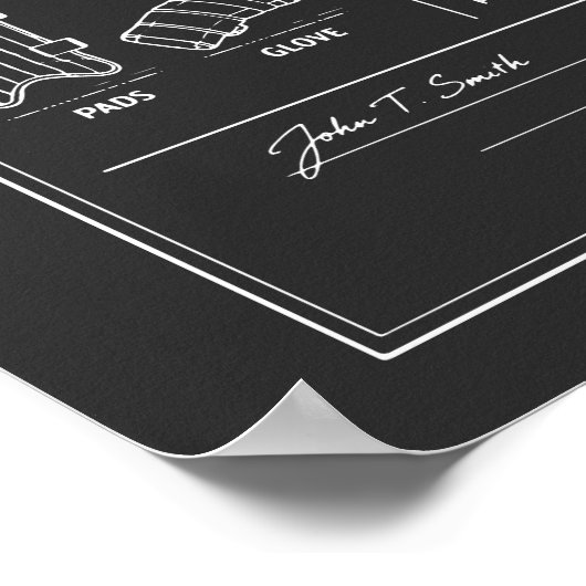 Cricket Game blueprint Poster (Ecke)