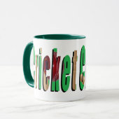 Cricket Game Logo, Green Combo Coffee Tasse. Tasse (Vorderseite Links)