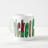 Cricket Game Logo, White Coffee Tasse. Kaffeetasse (Vorderseite Links)