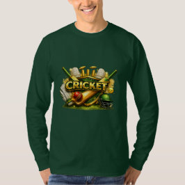 Cricket Gold Emblem Sport Inspired Long Sleeve T-S T-Shirt