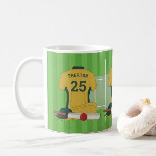 Cricket (Gold und Grün)-Lüfter/Spieler Kaffeetasse