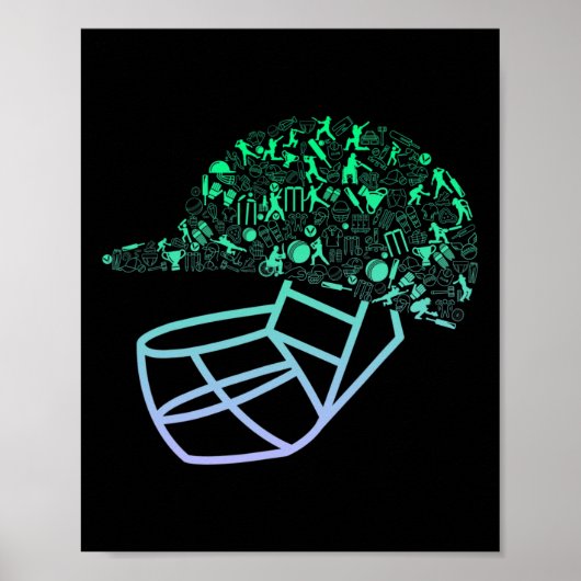 Cricket Helmet For Cricketer Boys Cricket  Poster (Vorne)