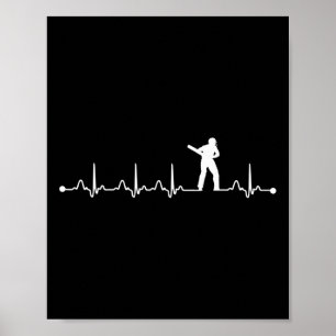 Cricket-Herzschlag Ekg-Puls für Cricket-Spieler Poster