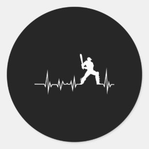 Cricket-Herzschlag-Grafikdruck-T-Shirt für Cricket Runder Aufkleber