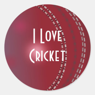 Cricket: "I Liebe Cricket" Runder Aufkleber