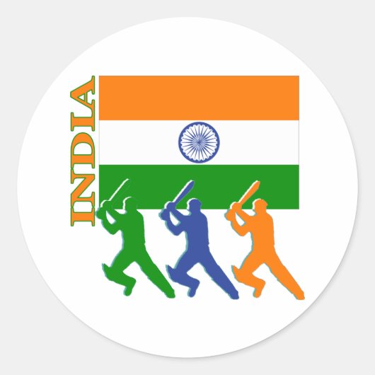 Cricket-India Runder Aufkleber (Vorderseite)
