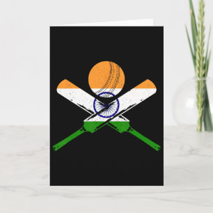 Cricket Indien Vintage Indische Flagge Cricketspie Karte