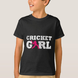 Cricket Mädchen Spieler Silhouette Sport Geschenk T-Shirt