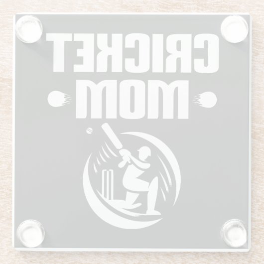 Cricket-Mama Cricketer Son Cricket Lover Mutter Glasuntersetzer (Rückseite)