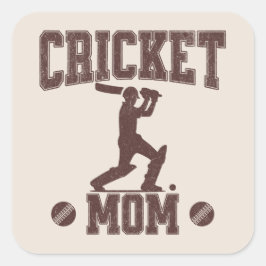 Cricket Mama Sportenthusiasten Cricket Lover Mothe Quadratischer Aufkleber