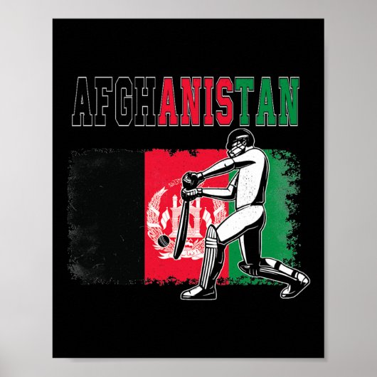 Cricket mit Afghanistan-Flagge Team-Cricketer-Fan  Poster (Vorne)