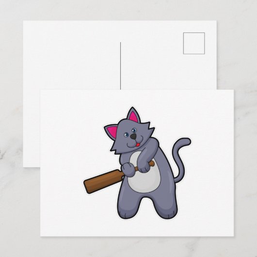 Cricket mit Cricket-Fledermaus Postkarte (Vorne/Hinten)