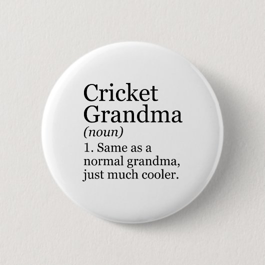 Cricket Oma Definition Lustig Sarkastisch Sport  Button (Vorderseite)