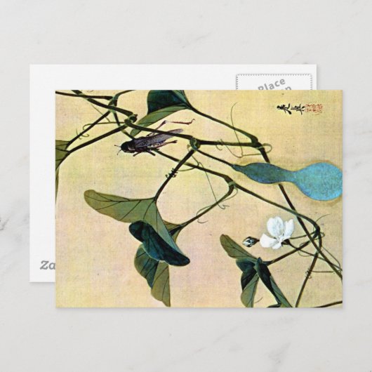 Cricket on Vine Japanese Woodblock Art Ukiyo-E Postkarte (Vorne/Hinten)