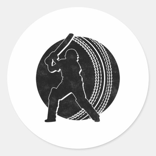 Cricket Player 11  Runder Aufkleber (Vorderseite)